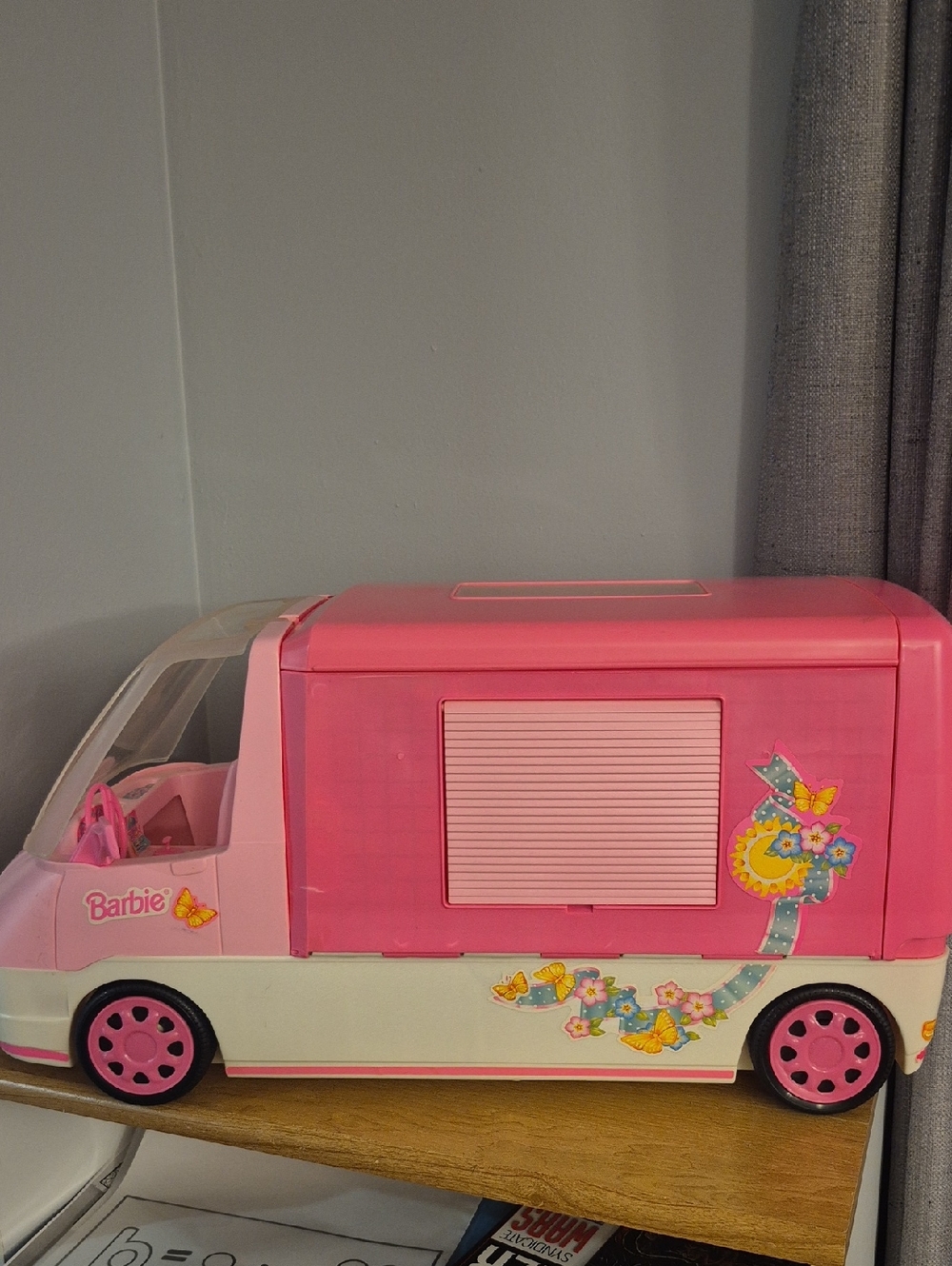 Barbie Pink and White Floral Camper Van Play Vehicle